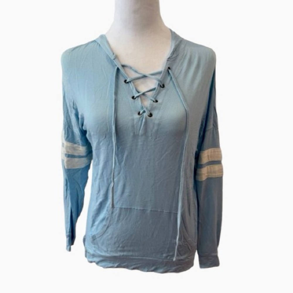 Pink Republic - Lace-Up Light Blue Hoodie